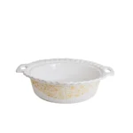 تابه پخت سرامیکی مدل دو دسته خورشیدی دایره لبه شیاردار