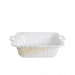 تابه پخت سرامیکی مدل دو دسته خورشیدی مربع لبه شیاردار